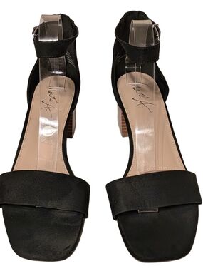 Mari A Maariah Black Ankle Strap Block Heel Sandals Womens Size 9.5M